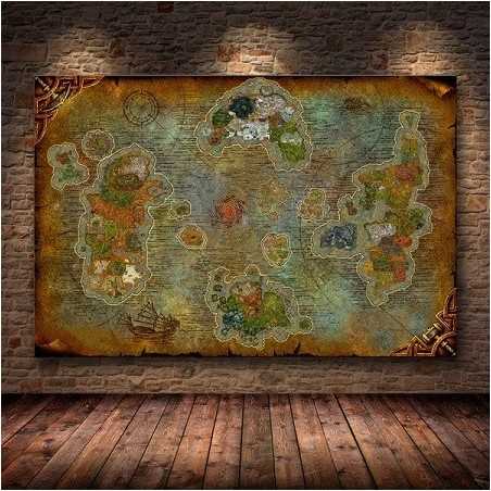 Poster Carte World Of Warcraft Peinture sur Toile - boutique geek - Cadeau Geek