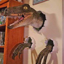 Décoration Murale Tête de Dinosaure 3D en Résine avec Griffes