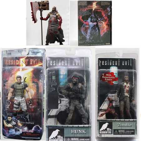 Figurines Resident Evil De Chris Redfield, Hunk, Biodanger, Zombie, Biodanger - boutique geek - Cadeau Geek