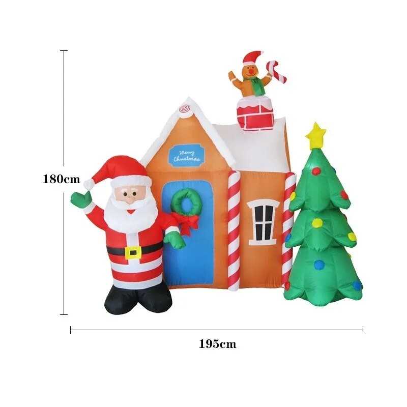 Décoration Maison de Noël Gonflable avec Père Noël Sapin de Noël LED