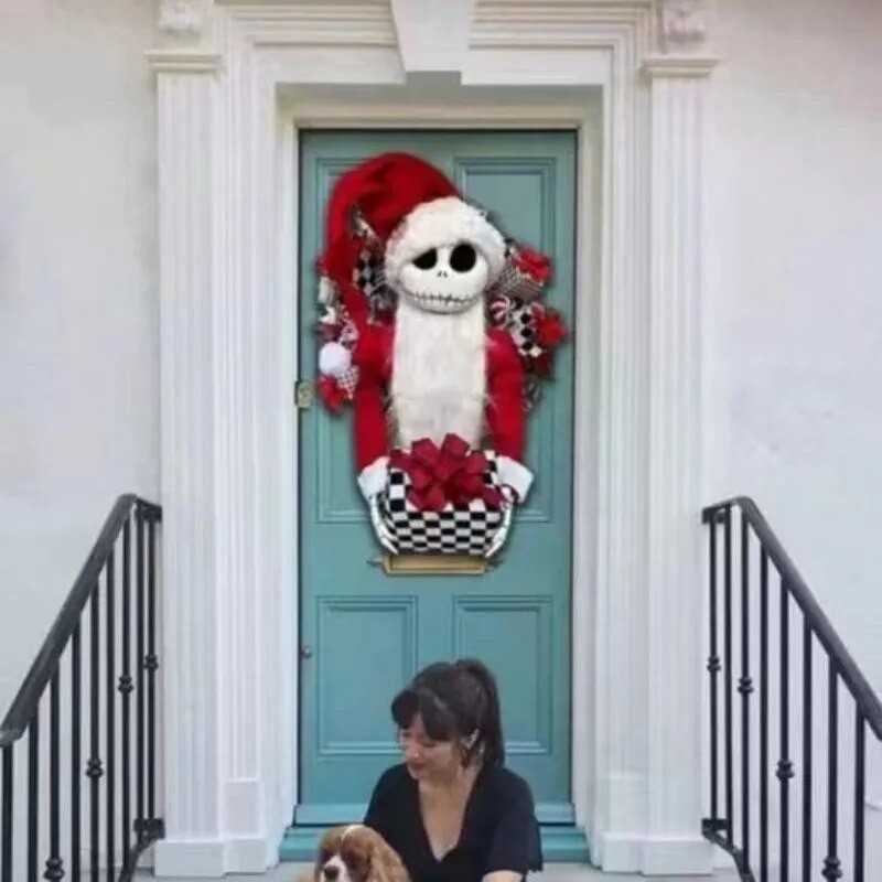 Décoration Porte de Noel Jack Skellington en Père Noel