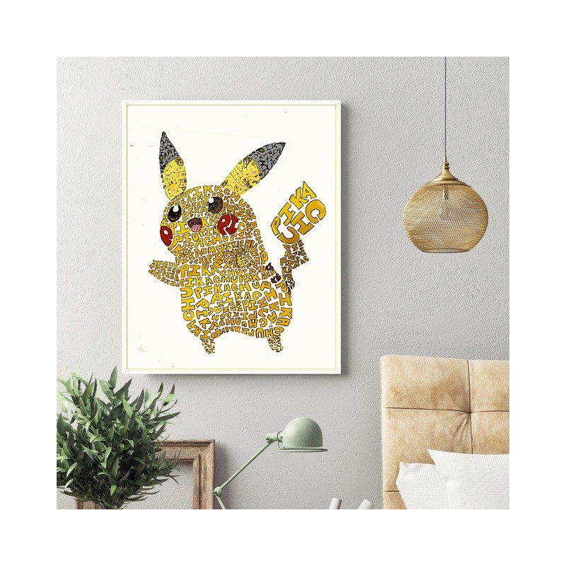 Tableau Pikachu lettres alphabet blanc