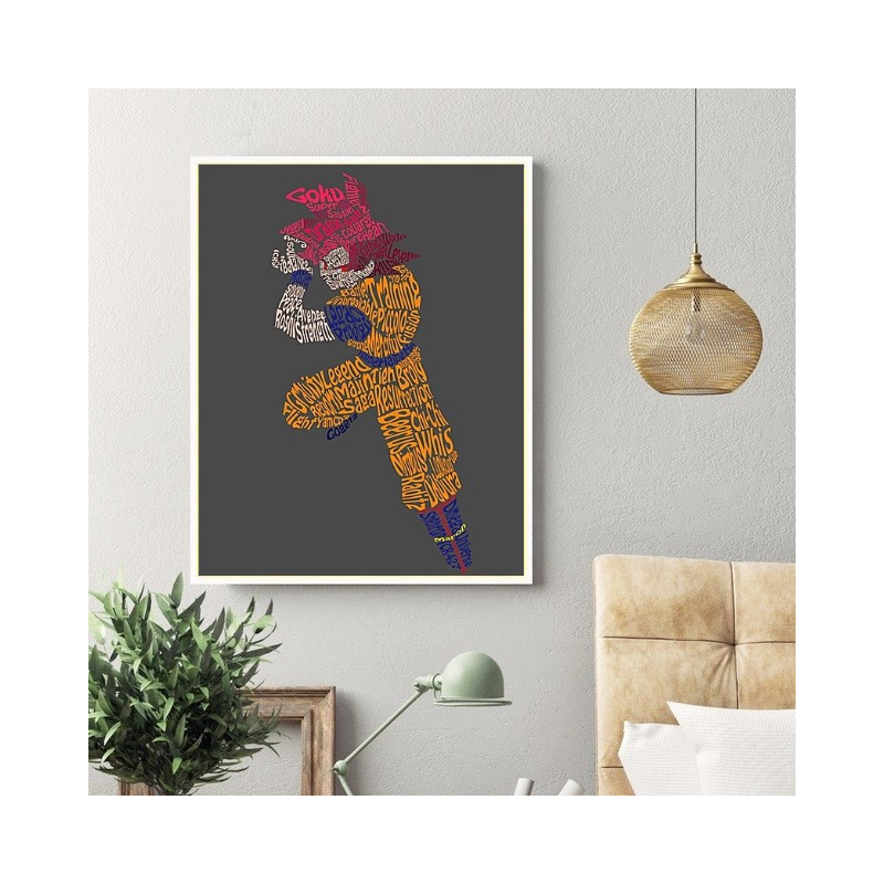 Tableau Goku God Saiyan lettres alphabet - boutique geek - Cadeau Geek