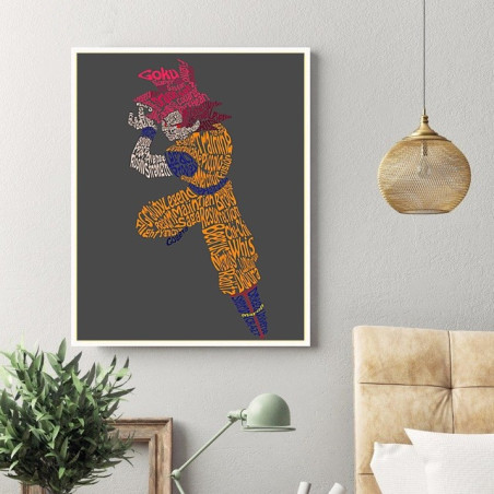 Tableau Goku God Saiyan lettres alphabet