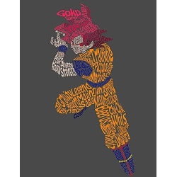 Tableau Goku God Saiyan lettres alphabet