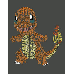 Tableau Pokemon Flameche lettres alphabet - boutique geek - Cadeau Geek