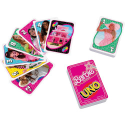 Barbie Le Film - Uno Jeu De Cartes Familial, avec Règle Spéciale « Trop Jouée » - boutique geek - Cadeau Geek