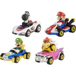 Hot Wheels Mario Kart Mini-véhicules Mario, Luigi, Bowser et Yoshi - boutique geek - Cadeau Geek