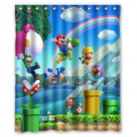 Rideau de douche Super Mario happy - boutique geek - Cadeau Geek