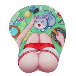 Tapis de souris femme à chat sexy 3D
