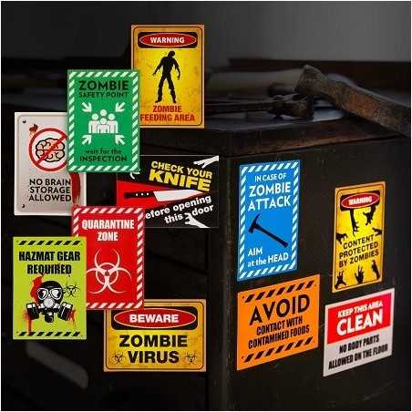 Lot de Stickers Zombie Warning