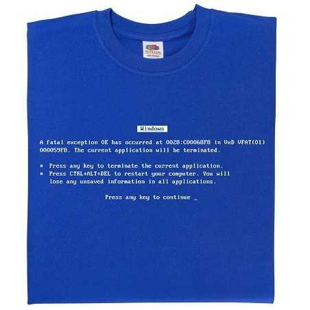 T-shirt écran bleu windows - boutique geek - Cadeau Geek