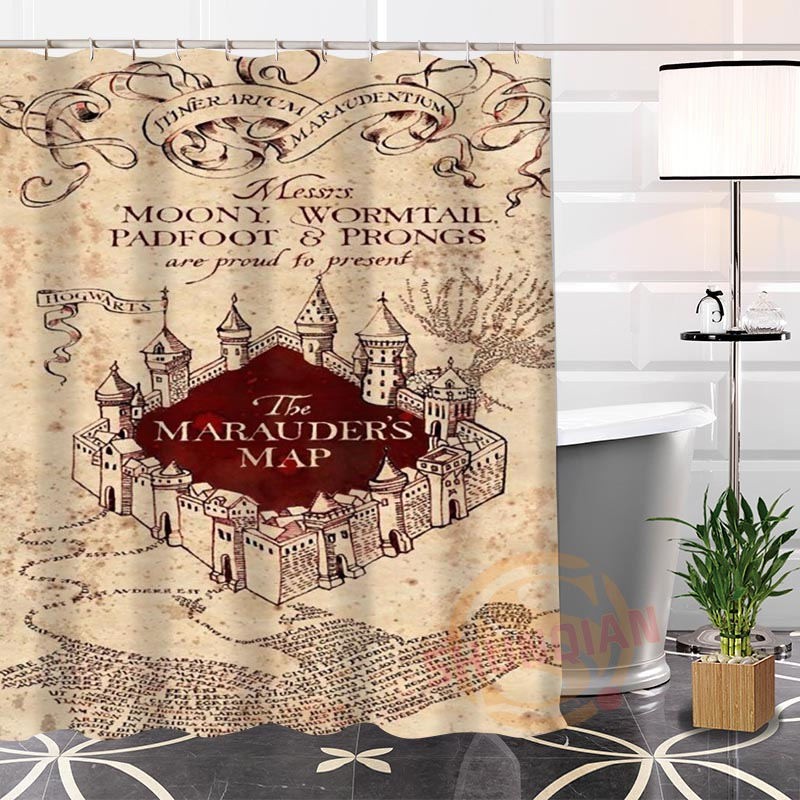 Punk family Rideau de Douche personnalis/é Harry Potter Gryffondor Traces Rideau de Douche en Tissu Durable Accessoires cr/éatifs avec 12 Crochets 180 x 180 cm