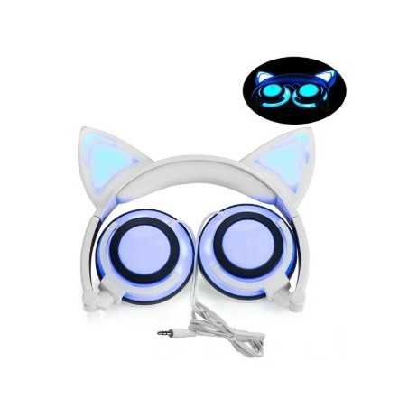 Casque audio à LED oreilles de chat - boutique geek - Cadeau Geek